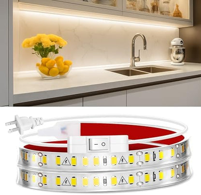 maylit Under Cabinet Strip Lighting Plug in 36in, Ultra Bright Small LED Light Bar, 2700K Warm White, Wired Lights for Kitchen Cabinet, Counter, Workbench, Desk, Closet, Shelf, Indoor