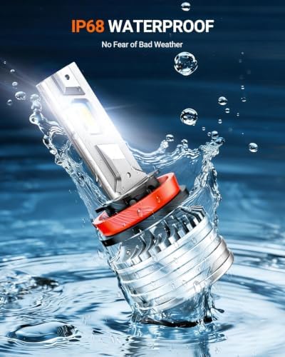 SEALIGHT H11 Bulbs, 120,000LM 1700% Brightness, H11 H9 6500K White, IP68 Waterproof 80000Hrs Lifespan, No Flickering, 1Mins Installation, 2 Pack