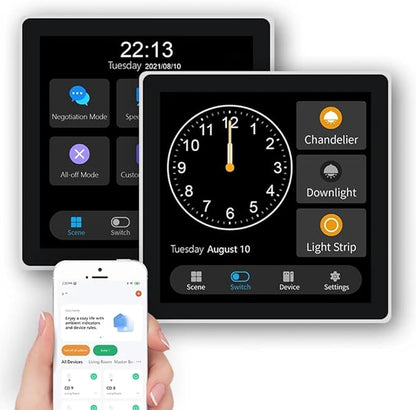 Tuya T3E Panel Switch Touch Screen Panel EU Smart Control Panel Switch Zigbee Smart Home Wall Push Light Switch,Black