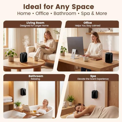Waterless Essential Oil Diffuser 1500 Sq.Ft for Home Office Hotel, 150ML Cold Air Scent Machine with Bluetooth App & Panel Control, Quiet Wall Mount Aroma Diffuser
