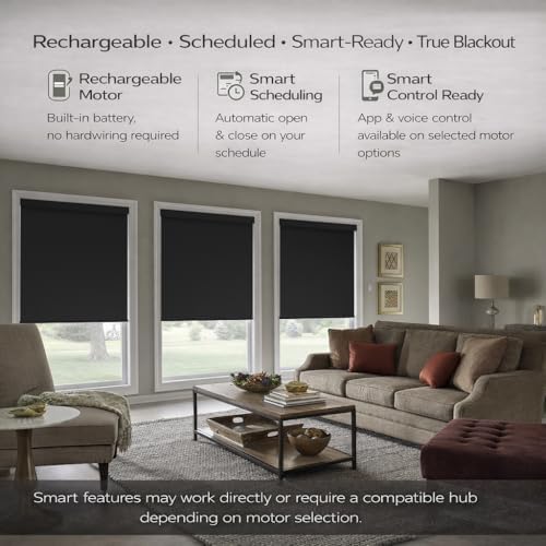 ZSHINE Motorized Blackout Roller Shades Remote Control Rechargeable(82010M)