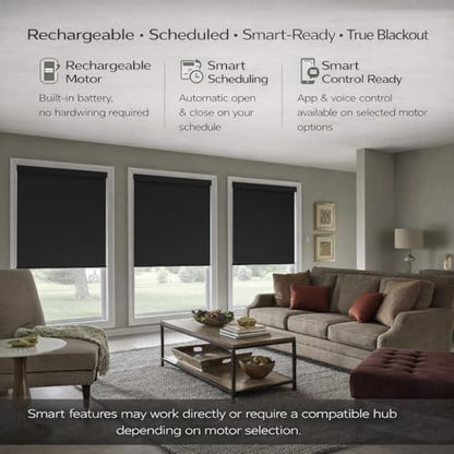ZSHINE Motorized Blackout Roller Shades Remote Control Rechargeable(82010M)