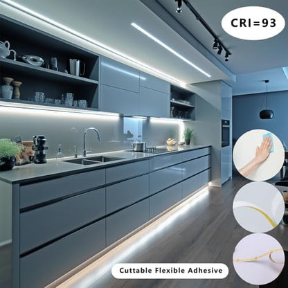 BENLUN 12V COB LED Under Cabinet Strip Lighting Cuttable 32.8ft for Kitchen