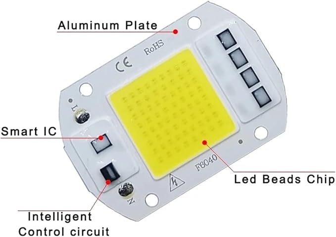 3pcs LED COB Lamp Bead IP65 Smart IC No Need Driver 10W 20W 30W 50W AC 220V 110V DIY Flood Light Led Bulb Spotlight Outdoor Chip Lam(Cold White,220V 50W)