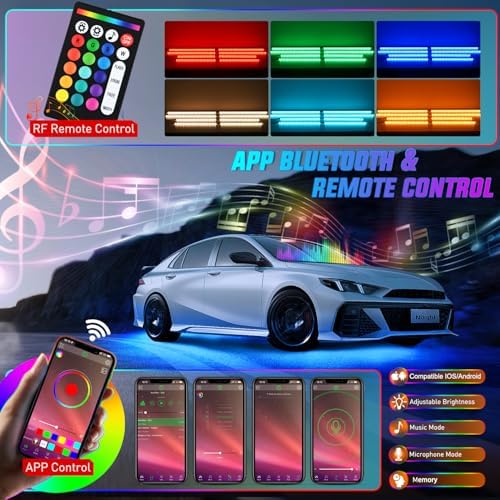 Nilight 8PCS Aluminum RGB Underglow LED Strip Lights with APP & Remote