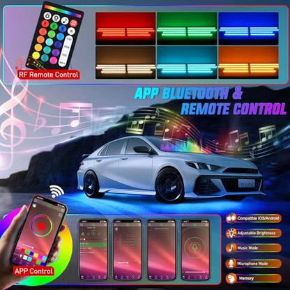 Nilight 8PCS Aluminum RGB Underglow LED Strip Lights with APP & Remote
