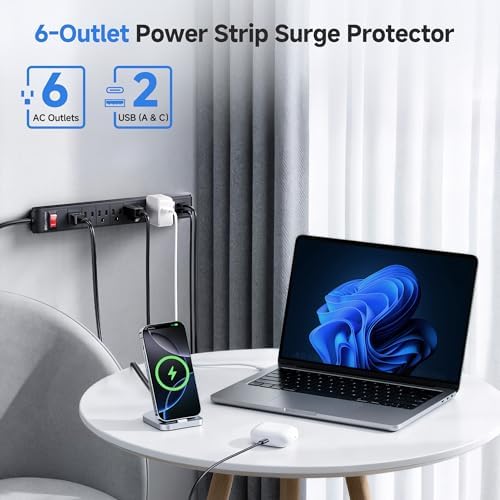 [ETL Listed] Cable Matters 2-Pack 6-Outlet Surge Protector, 8ft