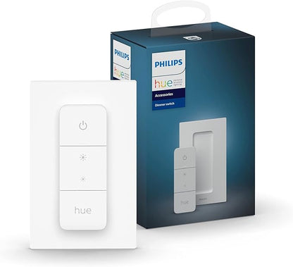 Philips Hue White & Color Ambiance BR30 LED Smart Bulbs, 2 Bulbs (578096) & Smart Dimmer Switch, 1-Pack & Bridge, Unlocks Full Suite of Features
