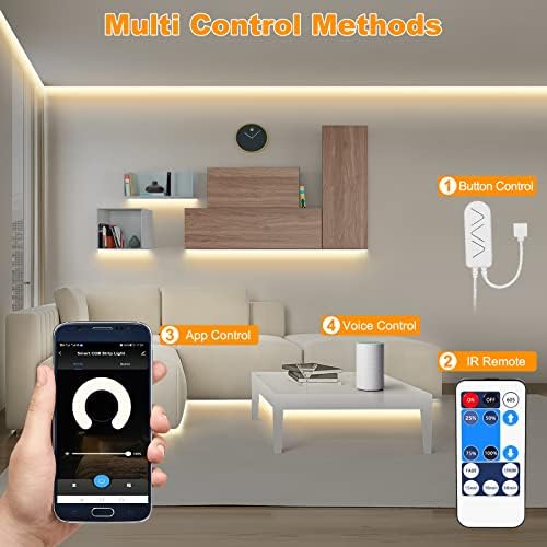 Tatazone WiFi Smart White COB Led Strip Light with Remote