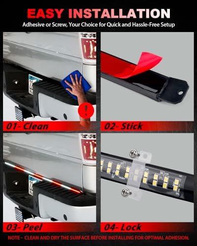 LUMENIX 49" Inch Strobe Light Strips, Back Window | Tailgate White Red Warning Emergency Flashing Firefighter Double Row LED Strip Flexible Lights Bar w/Controller for Fire Trucks POV Vehicles - 1PC