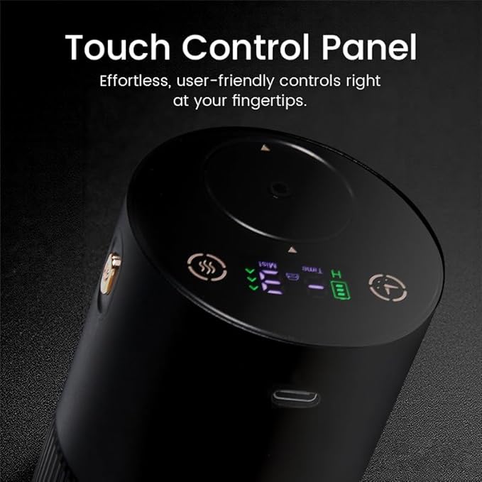 Waterless Diffuser for Essential Oil, Aluminum Alloy & Fabric, 0.33 Fl Oz/ 10mL, Waterless Diffusers, Scent Diffuser with Timer & 4 Mist Levels for Home, Room, Car, Office - Black
