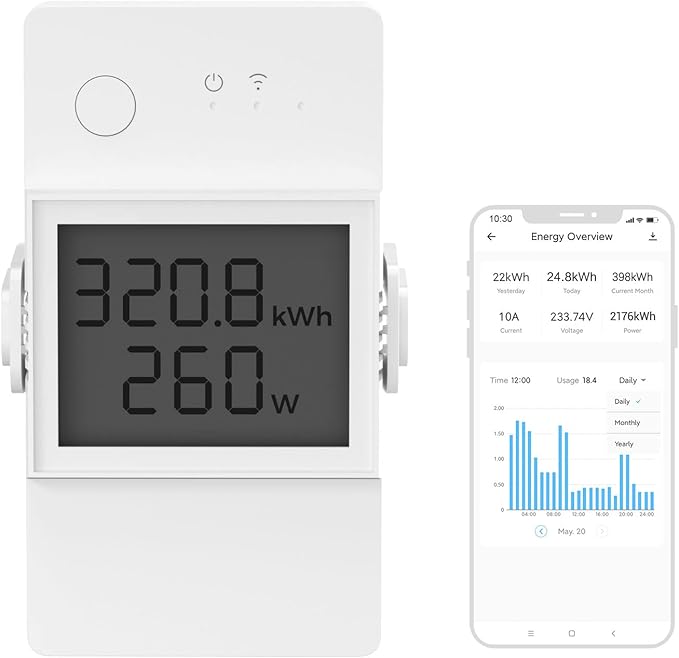 SONOFF POWR320D Elite 20A WiFi Smart WiFi Wireless Light Switch with Energy Monitoring, Universal DIY Module for Smart Home, Works with Amazon Alexa & Google Home, No Hub Required