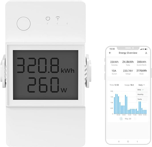 SONOFF POWR320D Elite 20A WiFi Smart WiFi Wireless Light Switch with Energy Monitoring, Universal DIY Module for Smart Home, Works with Amazon Alexa & Google Home, No Hub Required