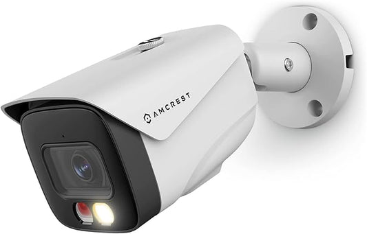 Amcrest UltraHD 4K (8MP) IP PoE AI Camera, FOV 129°, 49ft Color Nightvision, Security Outdoor Bullet Camera, Human & Vehicle Detection, Active Deterrent, 4K @15fps, (REP-IP8M-2796EW-AI) (Renewed)