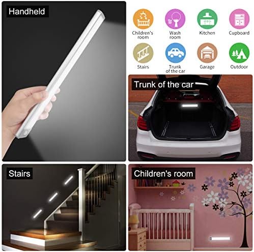 30-LED Motion Sensor Cabinet Light,Magnetic Motion Activated Under Counter Closet Lighting, Wireless USB Rechargeable Kitchen Cupboard Night Lights,Motion Activated Light Bar-2Pack