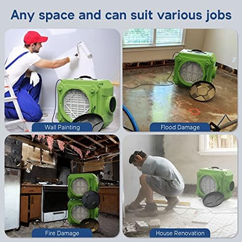 AlorAir CleanShield HEPA 550 - Heavy Duty Commercial Air Scrubber HEPA Filter System, 25' Power Cord with Lighted End and Roto-Molded Unbreakable Housing Air Cleaner, cETL Listed, Green (Pack of 8)