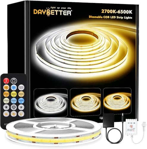 DAYBETTER COB LED Strip Lights 16.4ft,LED Lights for Bedroom,2700K-6500K