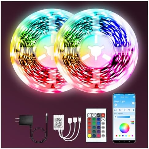 dalattin Led Lights for Bedroom 130ft (2 Rolls of 65.6ft), Led Strip Lights with Remote & App Control, LED Light Strips for Decorative Purposes