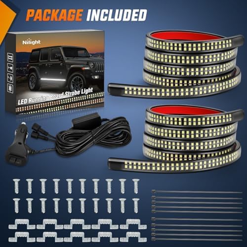 Nilight 2PCS 70 Inch Running Board LED Lights Strip White for Truck