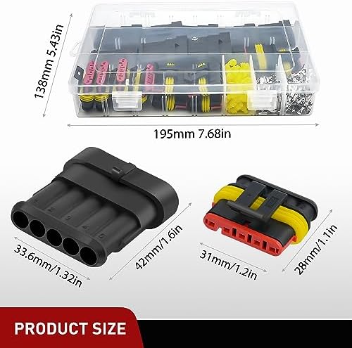 Nilight 220PCS 5 Pin Electrical Connector ‎Plug with Male Female Terminals