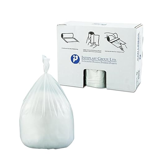 Inteplast Group S386022N 60 Gallon Capacity, 60" Length x 38" Width x 22 Mic Thickness, Natural Color, HDPE Commercial Coreless Institutional Trash Can Liner (Case of 6 Roll, 25 Bags per Roll)