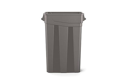Suncast Commercial 23-Gallon Narrow Trash Can with Handles - Durable Garbage Can, Gray, Made in the USA