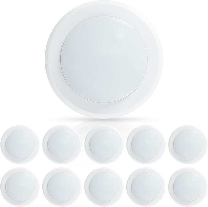 ECOELER 10 Pack 6 Inch LED Dimmable Flush Mount Ceiling Light, 16.5W Surface Mount Disc Light, 1000 Lumens, 3000K Warm White, Install with JBOX & Recessed Can, ETL Listed, White