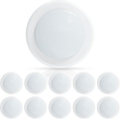 ECOELER 10 Pack 6 Inch LED Dimmable Flush Mount Ceiling Light, 16.5W Surface Mount Disc Light, 1000 Lumens, 3000K Warm White, Install with JBOX & Recessed Can, ETL Listed, White