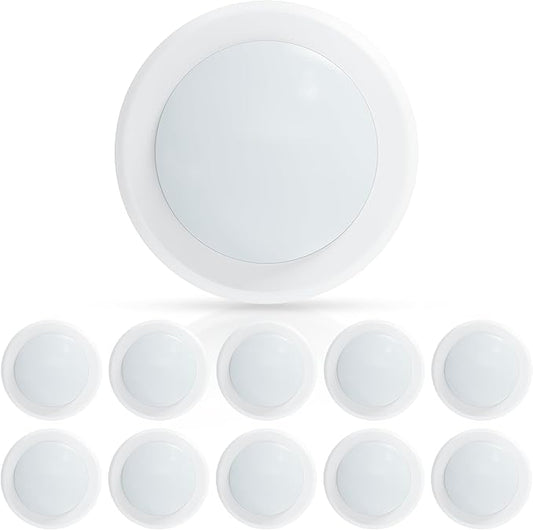ECOELER 10 Pack 6 Inch LED Dimmable Flush Mount Ceiling Light, 16.5W Surface Mount Disc Light, 1000 Lumens, 3000K Warm White, Install with JBOX & Recessed Can, ETL Listed, White