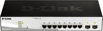 D-Link 10-Port Gigabit Smart Managed Switch | 8 GbE + 2 SFP Ports | L2+ | VLANs | Cable Diagnostics | Web Managed | Desktop or Rackmount | Fanless | NDAA Compliant | Lifetime Protection (DGS-1210-10)