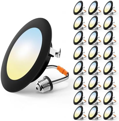 FREELICHT 24 Pack Retrofit LED Recessed Lighting 4 Inch, 5CCT, Black