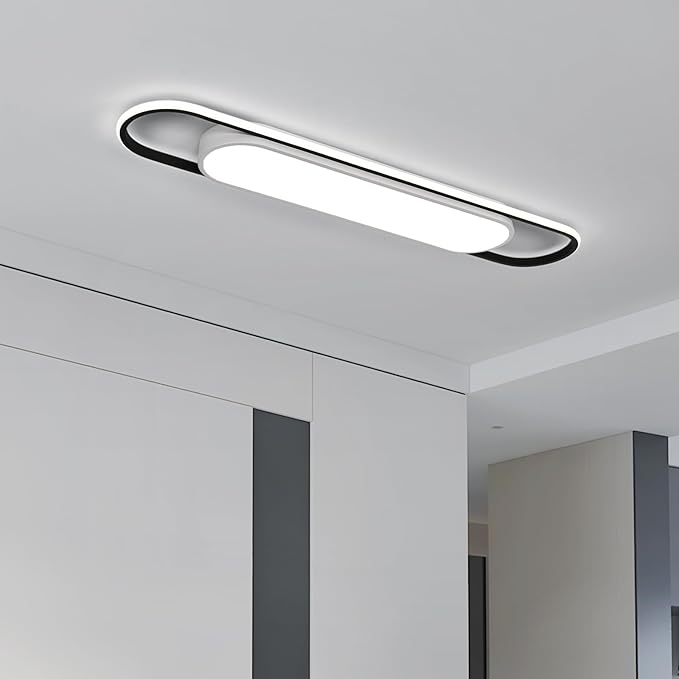 3Ft Cool White Modern LED Ceiling Lighting,50W Metal Linear Ceiling Lamp,6500K High Brightness Simple Long Light for Kitchen Dining Living Room Laundry, Garage Cloakroom Lighting (36.2Inch)