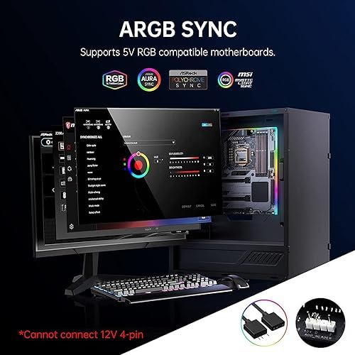 AsiaHorse ARGB Light Strip for Motherboard, 28 Independent Addressable RGB, 5V 3-pin Motherboard Aura Sync, Lightsaber-X Led PC Parts Kit Compatible with ATX