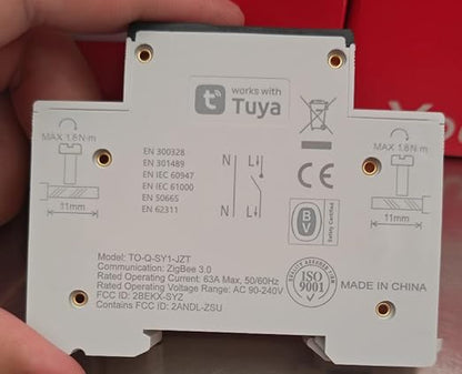 TONGOU ZigBee DIY Smart Switch 63A| DIN Rail Switch| 1P+N 90-240VAC| Real-time Power Monitoring| Remote Control and Set Timer for Home Automation| Support Tuya/Smart Life| Voice Control| FCC Certified