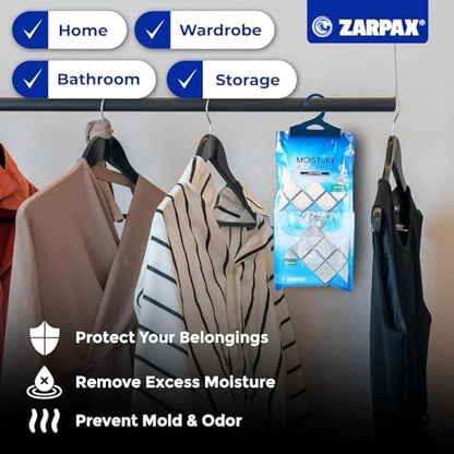 ZARPAX Hanging Moisture Absorber Bags Fresh Cotton 10.5 oz - Set of 10
