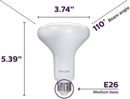 Philips LED Dimmable BR30 Soft White Light Bulb with Warm Glow Effect 650-Lumen, 2700-2200-Kelvin, 9-Watt (65-Watt Equivalent), E26 Base, Frosted, 1-Pack