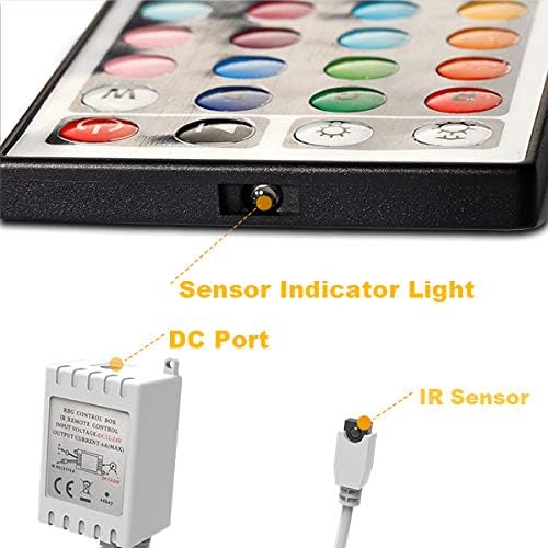 DAYBETTER Led Lights 2 Ports 44 Key Remote Control, Dimmer for Strip, 4 Pin Output Remote Controller for Led Strips 12 24V DC Tape Light (Without Power Adapter)
