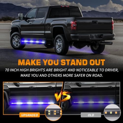 XRIDONSEN 2-Pack 70-inch Blue White Emergency Lights Running Board Lights