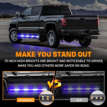 XRIDONSEN 2-Pack 70-inch Blue White Emergency Lights Running Board Lights
