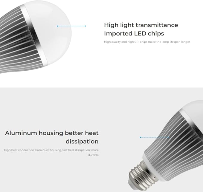 MiBOXER FUT019 E26 9W Dual White LED Bulb 2.4GHz, 2.4G CCT Bulb, Bulb, 2.4GHz RF Remote Controllable