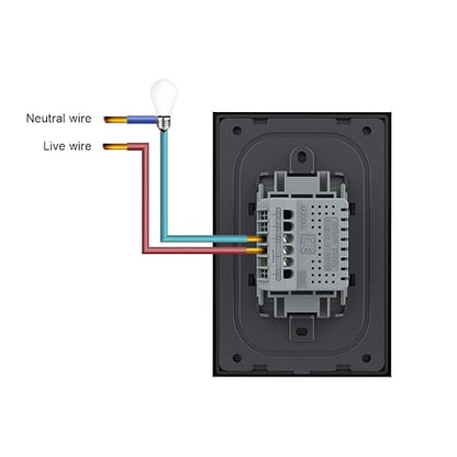 LIVOLO 1 Circle 1 Way Modern Electrical Light Switch Single Pole Wall Switch Touch Light Switch with Led Indicator,No Neutral Wire,Black | Tempered Glass Switch with Led Indicator,No Neutral Wire Required,Touch control,LED indicator, single pole