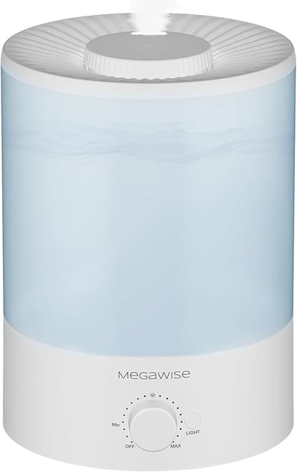 MegaWise Healthy Top-Refill Cool Mist Humidifiers for Bedroom, 24dB Ultrasonic Air Vaporizer with Water Filter for Baby [PP Material], Colorful Night Light,1 Gal Essential Oil Diffuser, Auto Shut Off