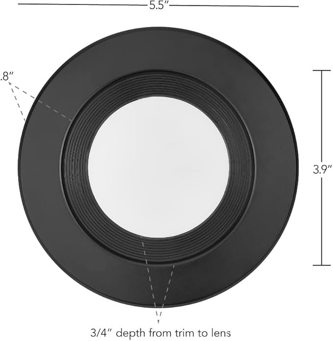 Maxxima 4 in. 5 CCT Retrofit Recessed LED Downlight, 800 Lumens, with E-26 Quick Connect, Color Selectable 2700K-5000K (2700K/3000K/3500K/4000K/5000K), Dimmable, Black Trim