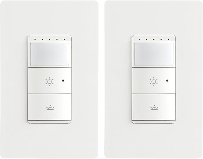 Amazon Basics Smart Motion Sensor Dimmer Switch, Single Pole, Works with Alexa Only, 2.4 GHz Wi-Fi, No Hub Required, Voice Control, 2-Pack, White