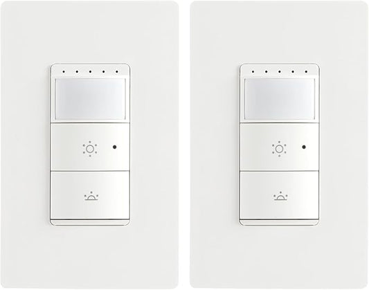 Amazon Basics Smart Motion Sensor Dimmer Switch, Single Pole, Works with Alexa Only, 2.4 GHz Wi-Fi, No Hub Required, Voice Control, 2-Pack, White