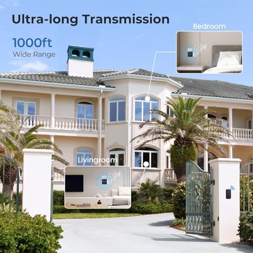 Wireless Doorbell 1000ft Range, Loud Waterproof Door Bell with 60 Melodies