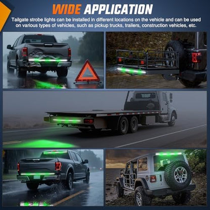 Nilight 60 Inch 360 LED Tailgate Strobe Light Strip Green White