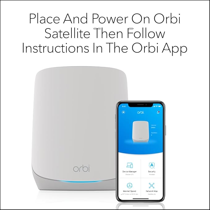 NETGEAR Orbi Whole Home Tri-Band Mesh WiFi 6 Add-on Satellite (RBS760) – Works with Your Orbi WiFi 6 System – Security Features - Adds Coverage up to 2,500 sq. ft. - AX5400 up to 5.4 Gbps | Works with Your Orbi WiFi 6 System, Security Features, Adds Co...