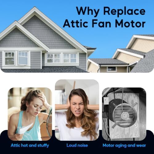 F0510B2944 Power Vent Attic Fan Motor with Smart Adjustable Thermostat for Power Attic Ventilators and Exhaust Fan, Compatible with Lomanco 2000, 2000TH and 1800 Series