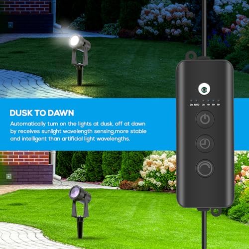 SUNTHIN 6 Pack Landscape Lights with Dusk to Dawn Sensor Controller